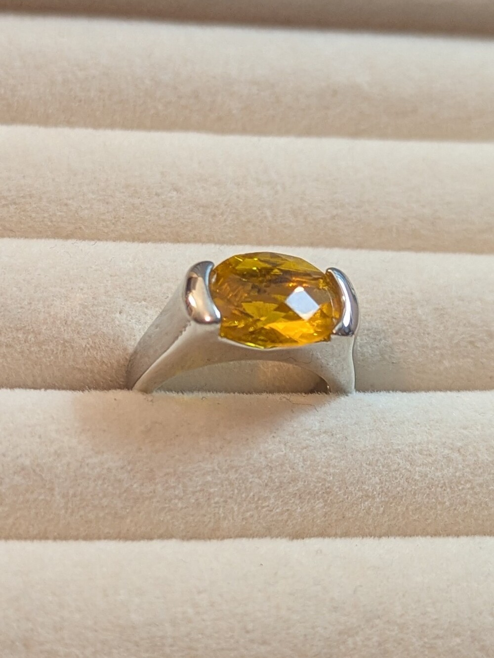 18KGE Lab‑Citrine Statement Ring • Size 6